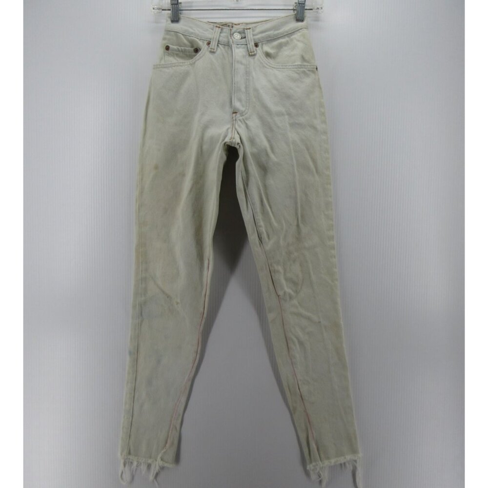 VINTAGE Levis Jeans 3 S Cream Button Fly  24X30 80s Raw Hem Juniors*